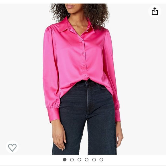 NWT pink satin button up blouse - Picture 2 of 5